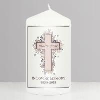 Personalised Floral Cross Pillar Candle Extra Image 3 Preview